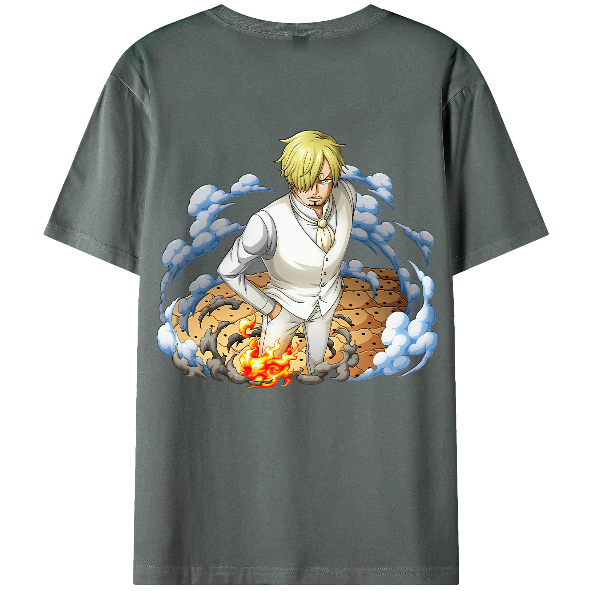 （画像用） ワンピース サンジ ONE PIECE Sanji 綿100％ メンズ半袖Tシャツ（バックプリント） 通気性